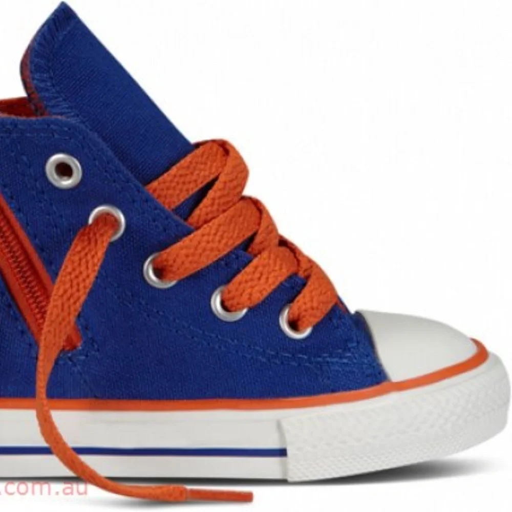 New blue orange Converse high top zip shoes 6